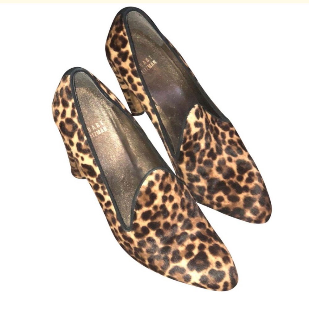 Stuart Weitzman pony hair leopard print pumps